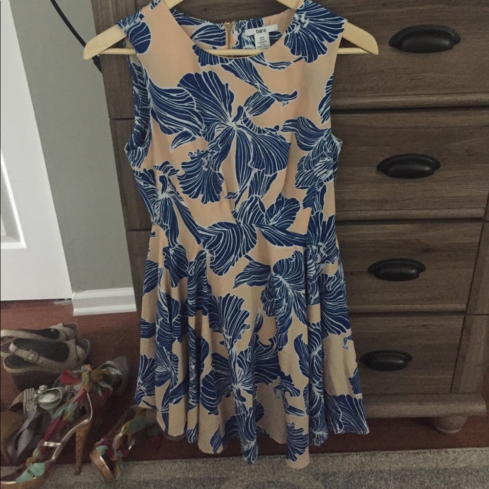 Floral blue and light peach dress