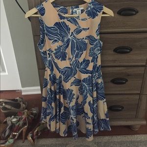 Floral blue and light peach dress
