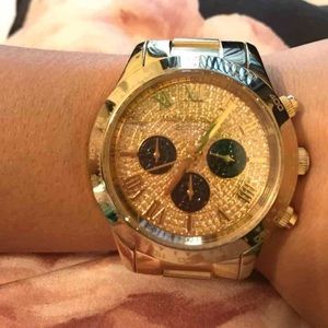 Black and Gold Michael Kors Bling Watch