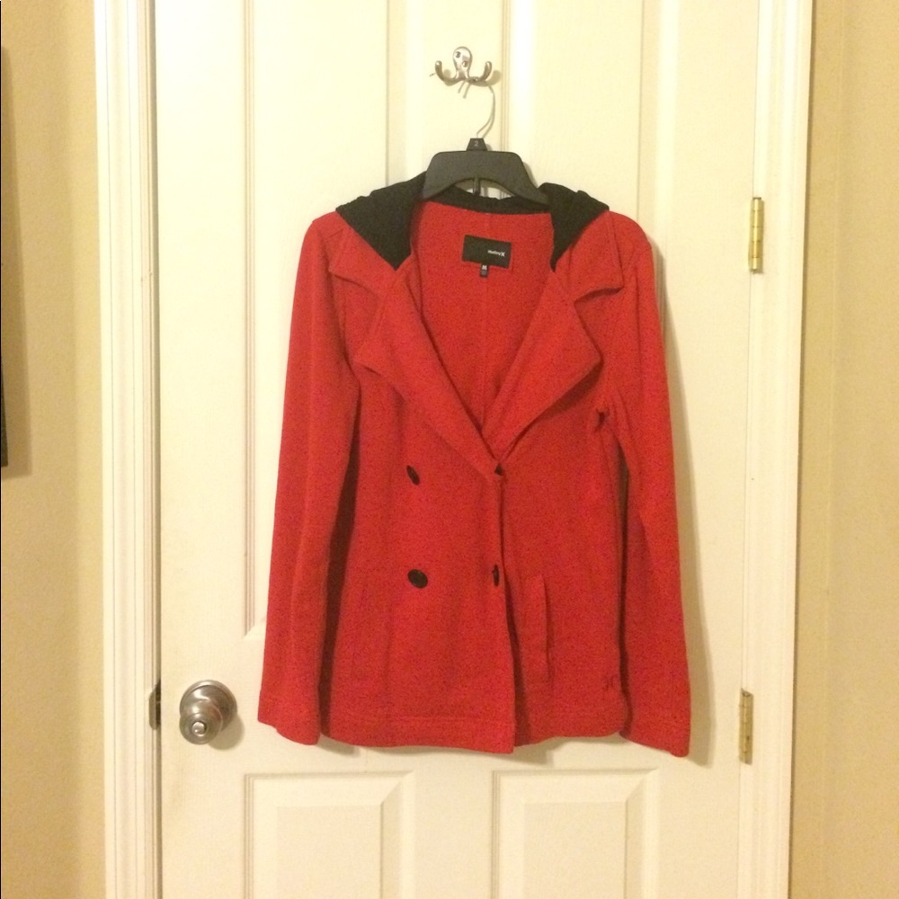 Hurley red jacket/coat with hoodie.
