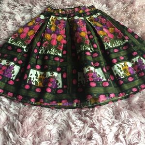 Vintage pleated skirt floral print women's size S