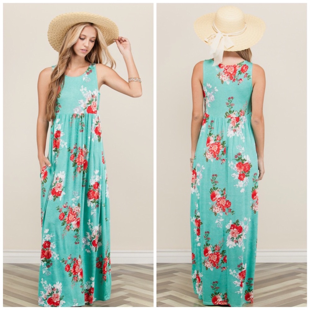 Floral Mint Maxi Dress