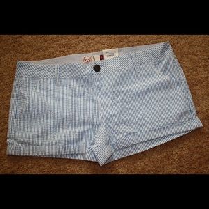 Light blue seersucker shorts