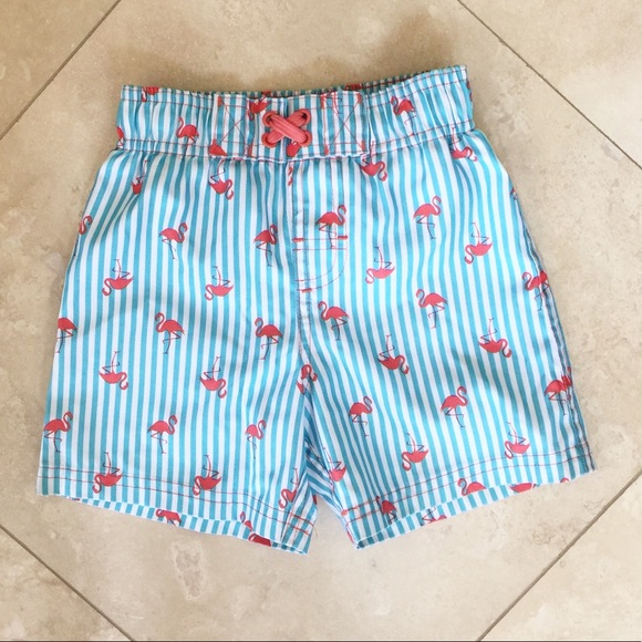 baby boy flamingo swim trunks