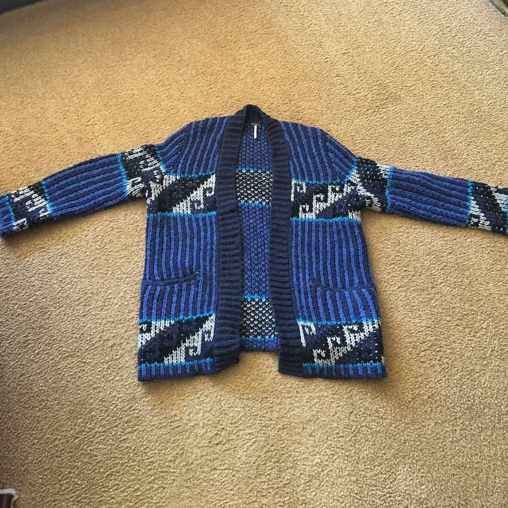 Free People Wool Tribal Print Cardigan