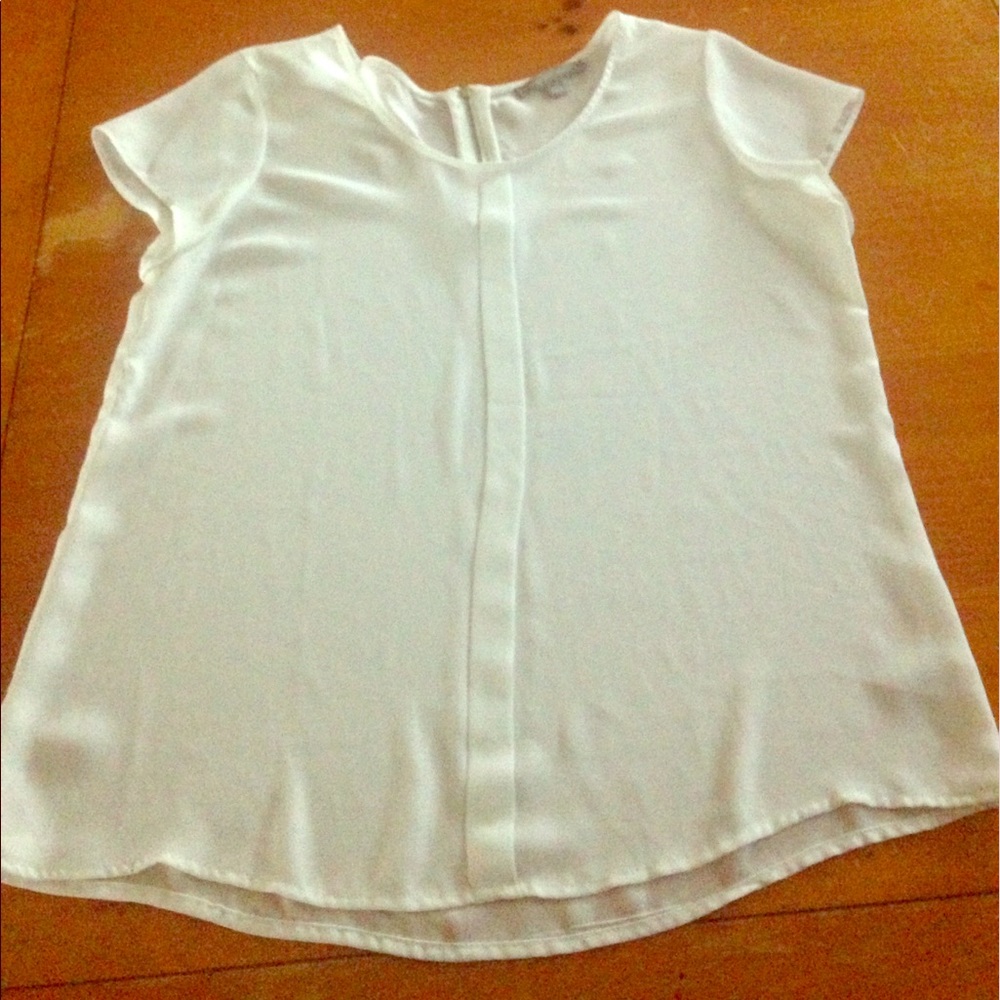 Sheer white short-sleeved blouse