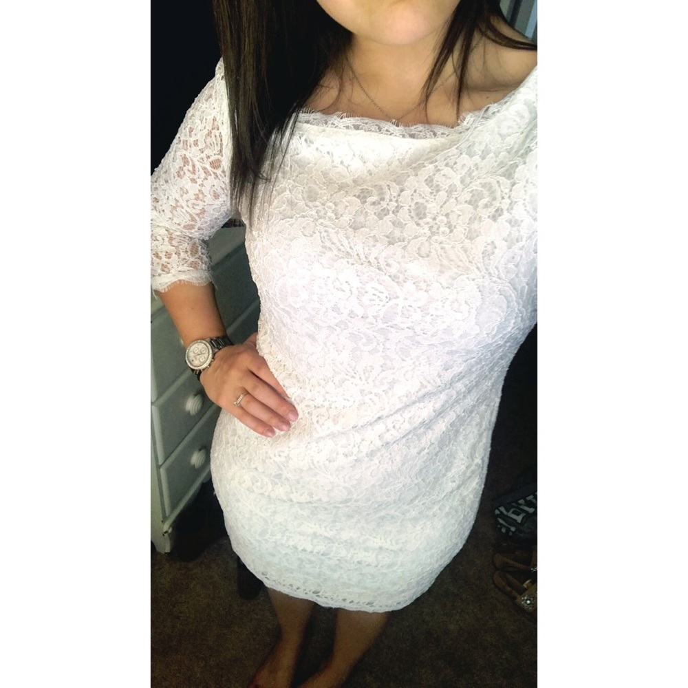 Adrianna Papell white lace dress