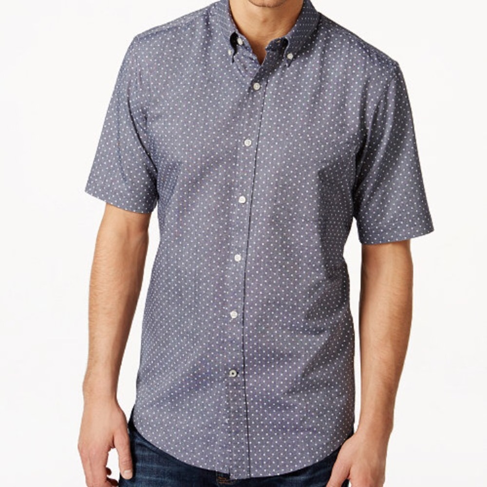 Club room dot print short sleeve shirt