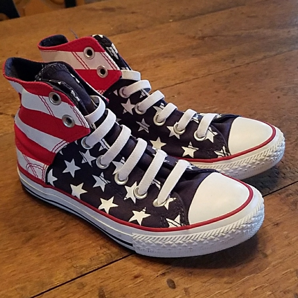 stars and stripes high top converse