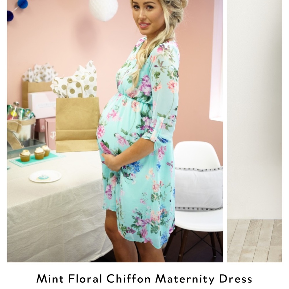 Mint Floral Maternity dress