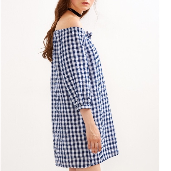 Gingham Off The Shoulder Dress - Picture 2 of 5