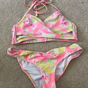 Dicountinued Pink Victoria Secret Floral Swim Suit