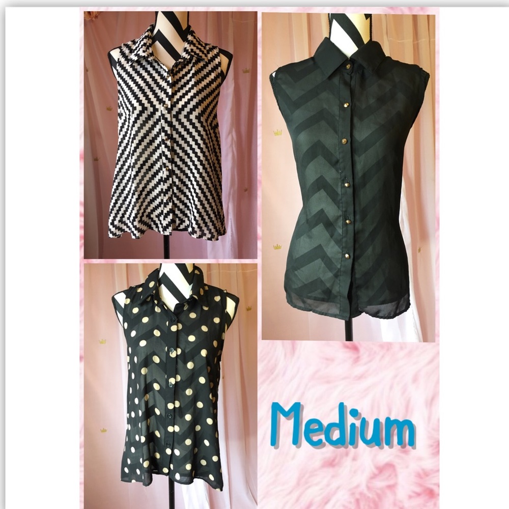 3 Sleeveless Blouse same style,same fit.
