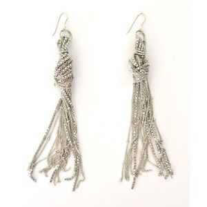 SOLD OUT NWT Fair Trade Beaded Fringe Earrings in Silver