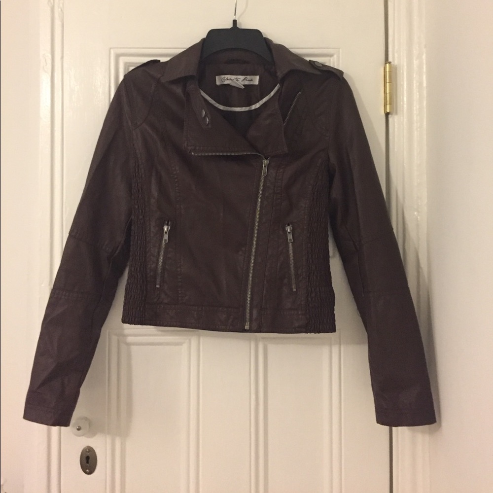 Celebrity pink faux leather jacket