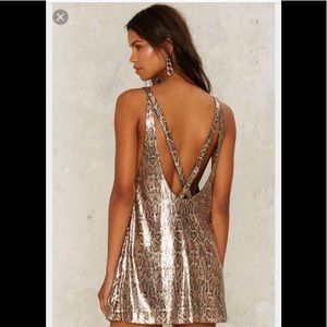 Nast gal cold hearted snake gold sequin dress