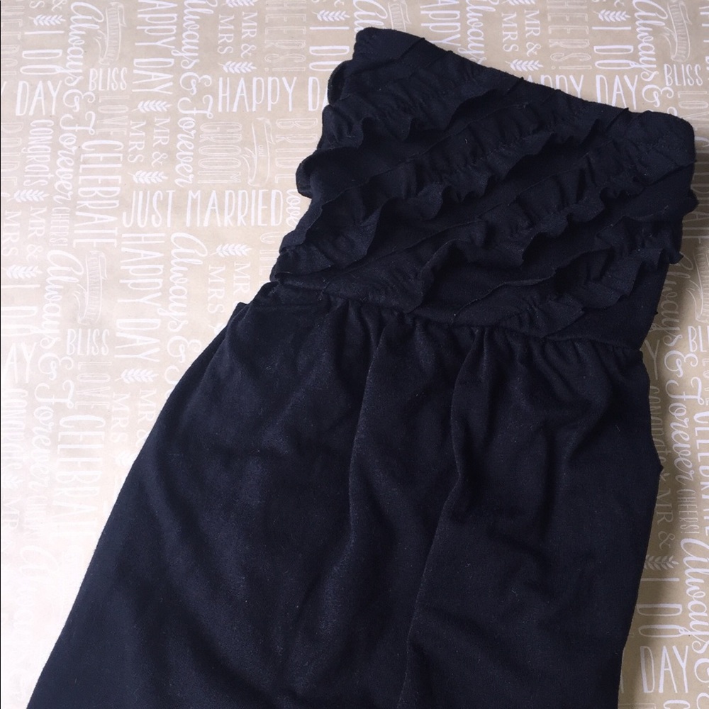 Diagonal Strapless Ruffle Swimwear Cover-Up Dress