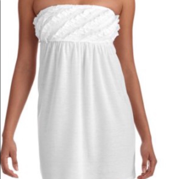 Diagonal Strapless Ruffle Swimwear Cover-Up Dress - Picture 5 of 6