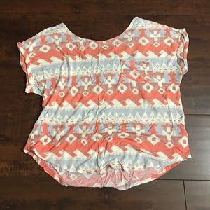 Tribal print criss cross back shirt