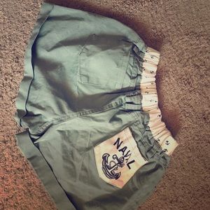 Green navy shorts