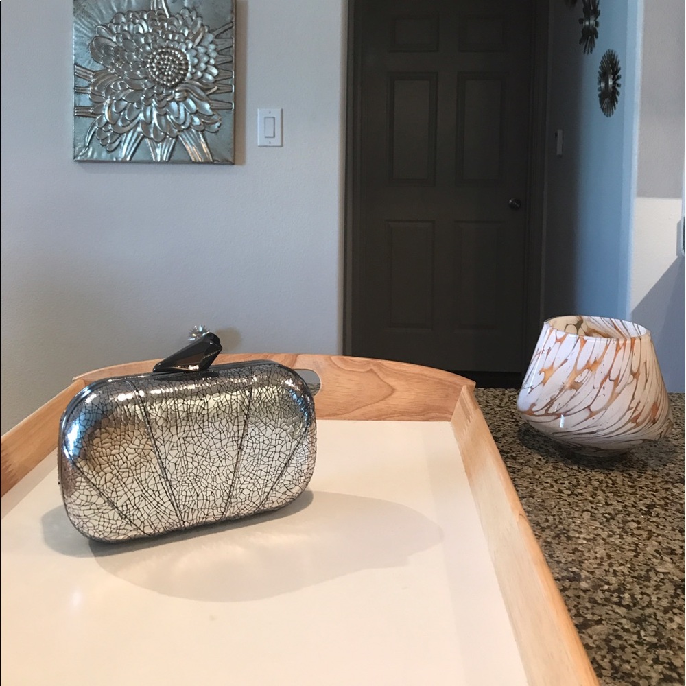 Metallic crossbody/ clutch