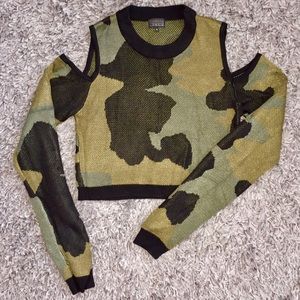 Rihanna for River Island Camo Crop sweater US 6