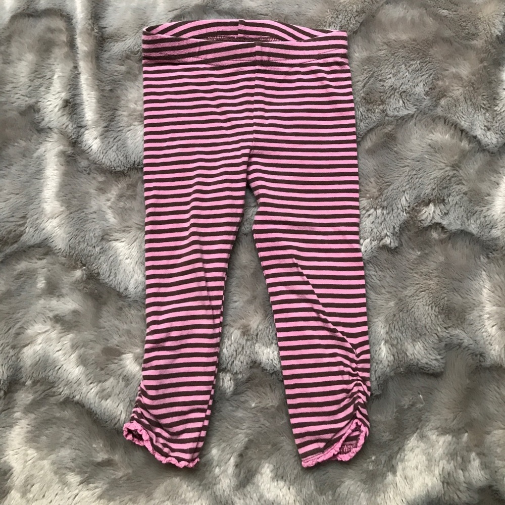 Striped leggings genuine kids ruched &lace cuff