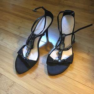 Black t-strap sandals