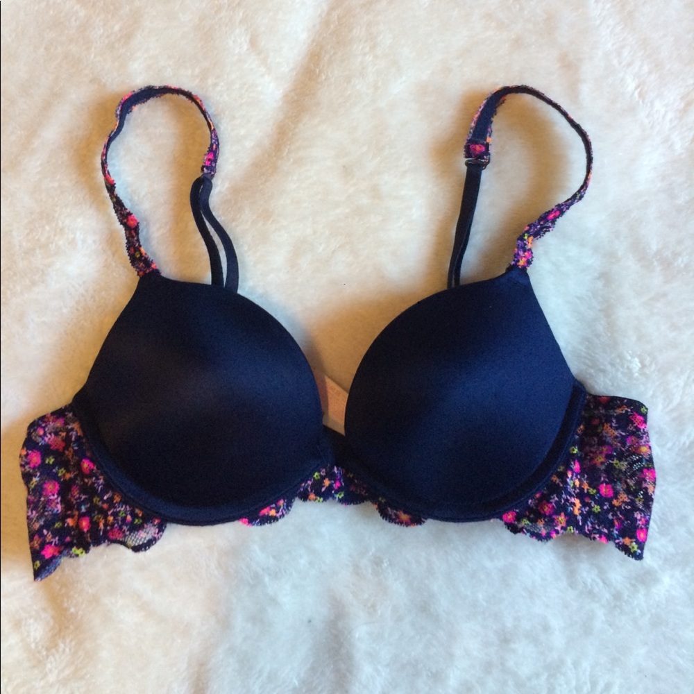 VS PINK Floral Navy Bra
