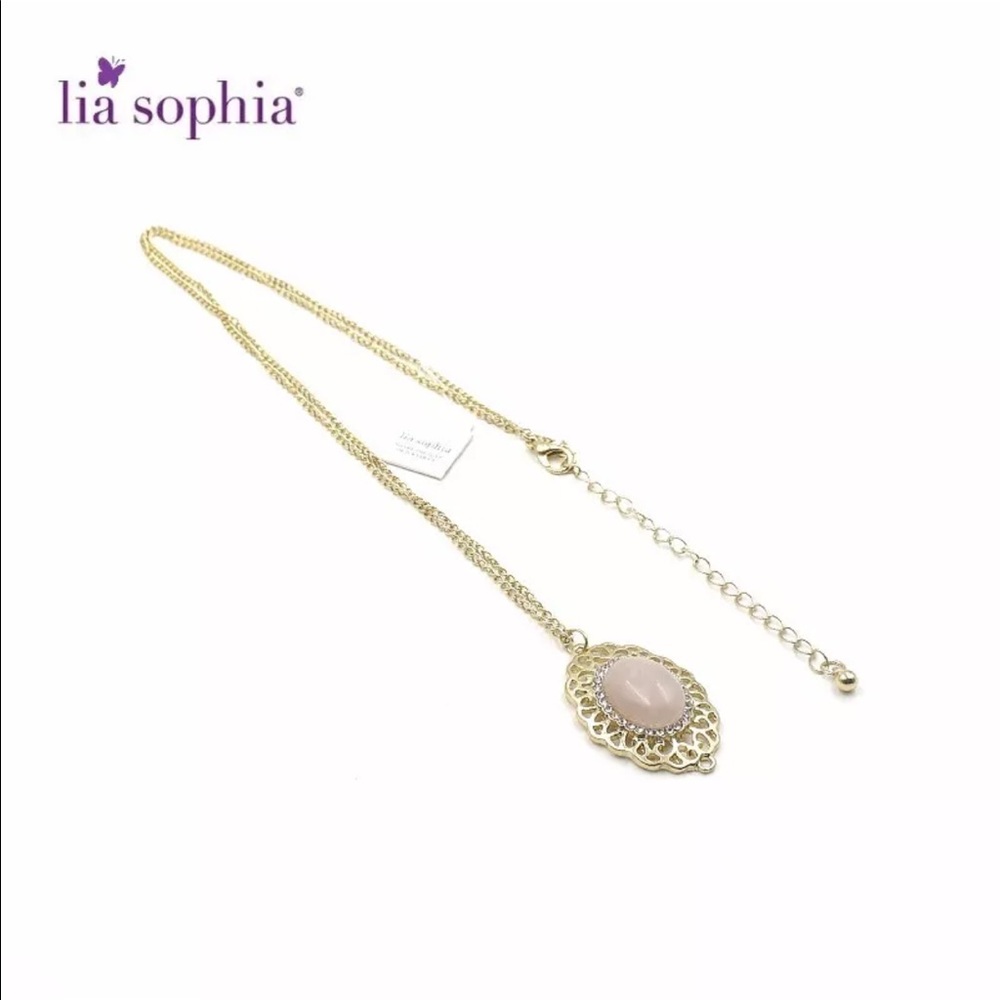 Lia Sophia gold tone stone necklace NEW with tags - Picture 2 of 2