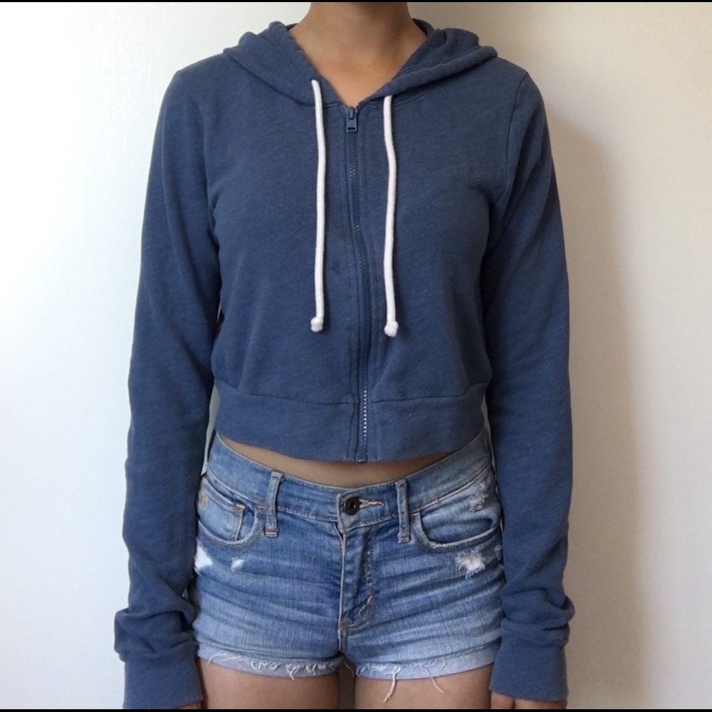 Hollister cropped blue jacket