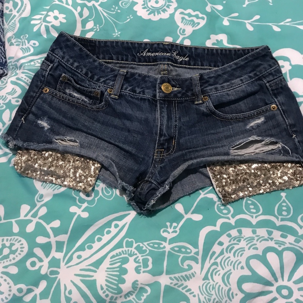 American Eagle sequin pocket shorts
