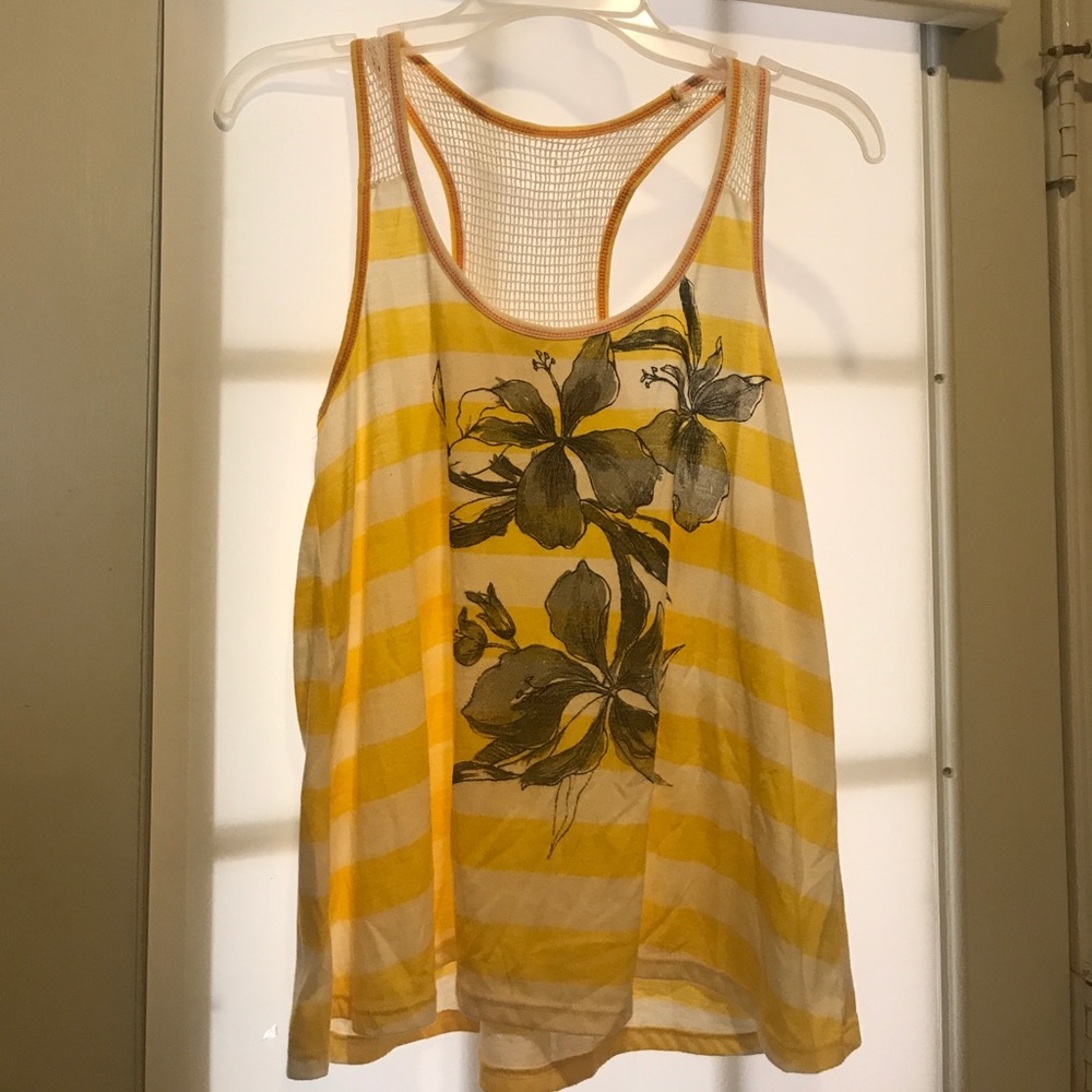 Striped Racer Back (Yellow and Cream) w/ Flowers