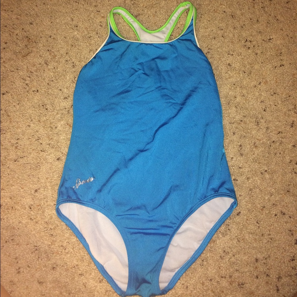 Blue and green speedo one piece