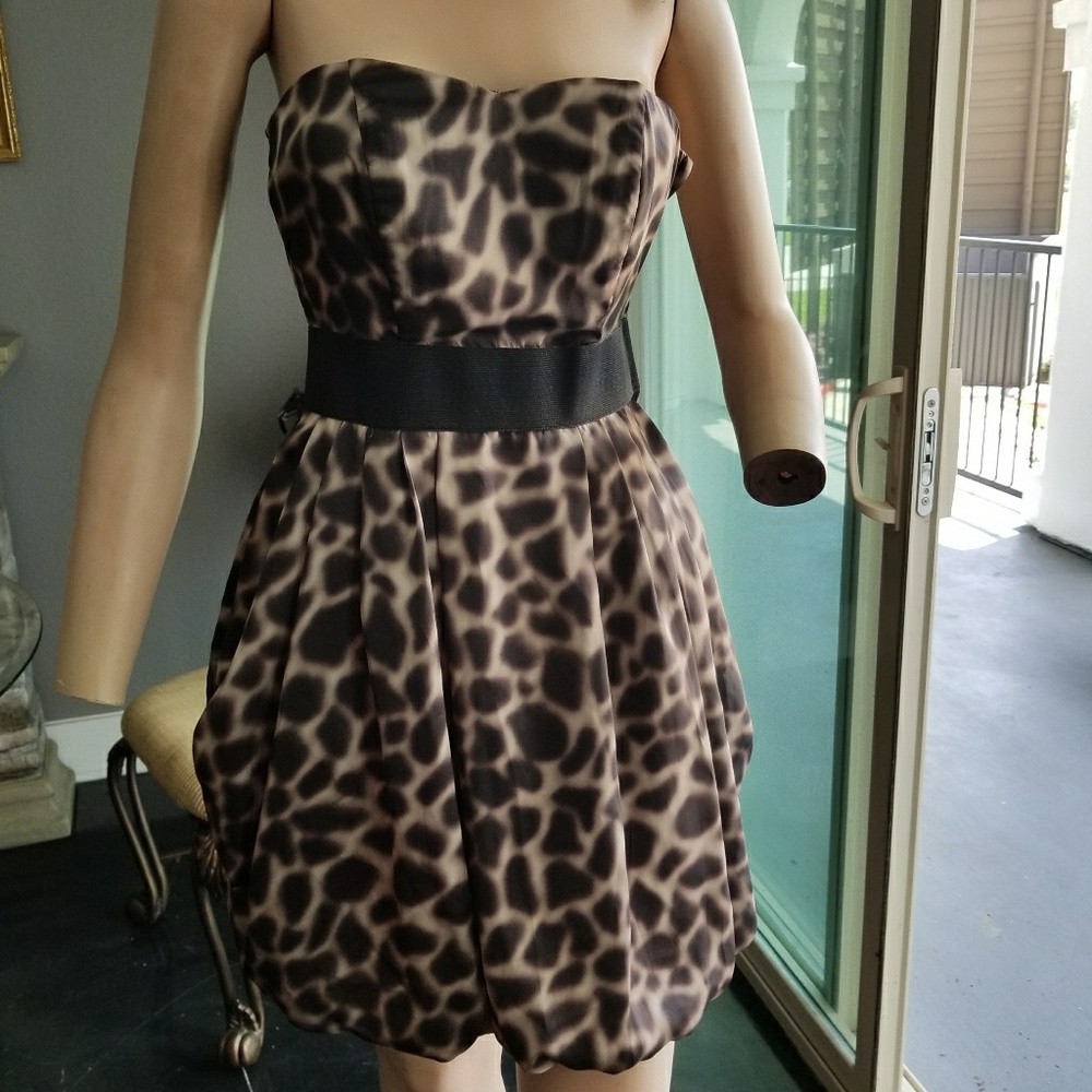H&M, Conservative animal print, strapless, bubble