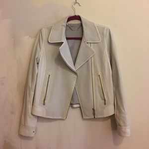 Elie Tahari White perforated leather jacket