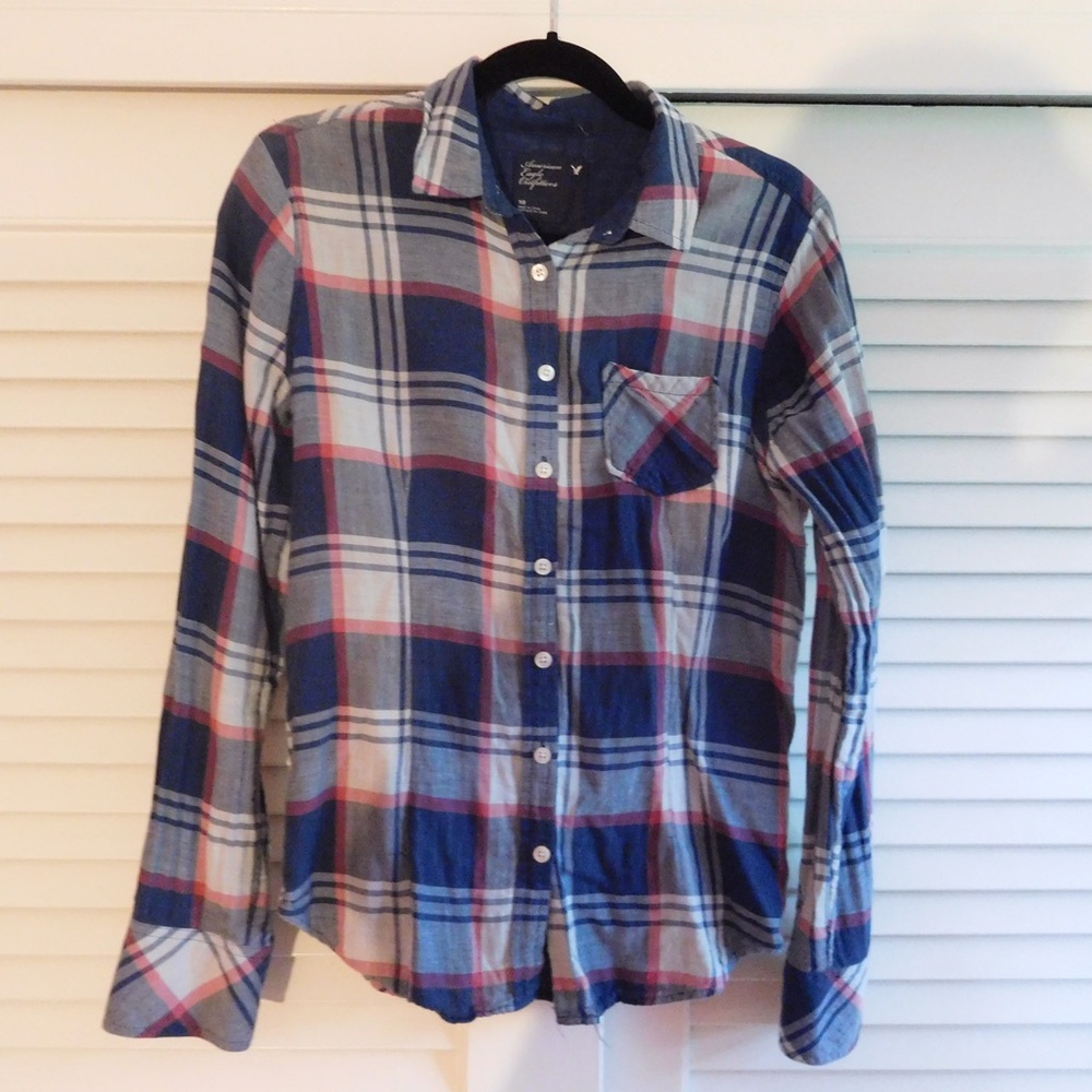 American Eagle Plaid Button Down Shirt sz10