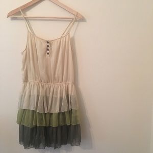 Olive and Taupe Ombre Ruffle Dress