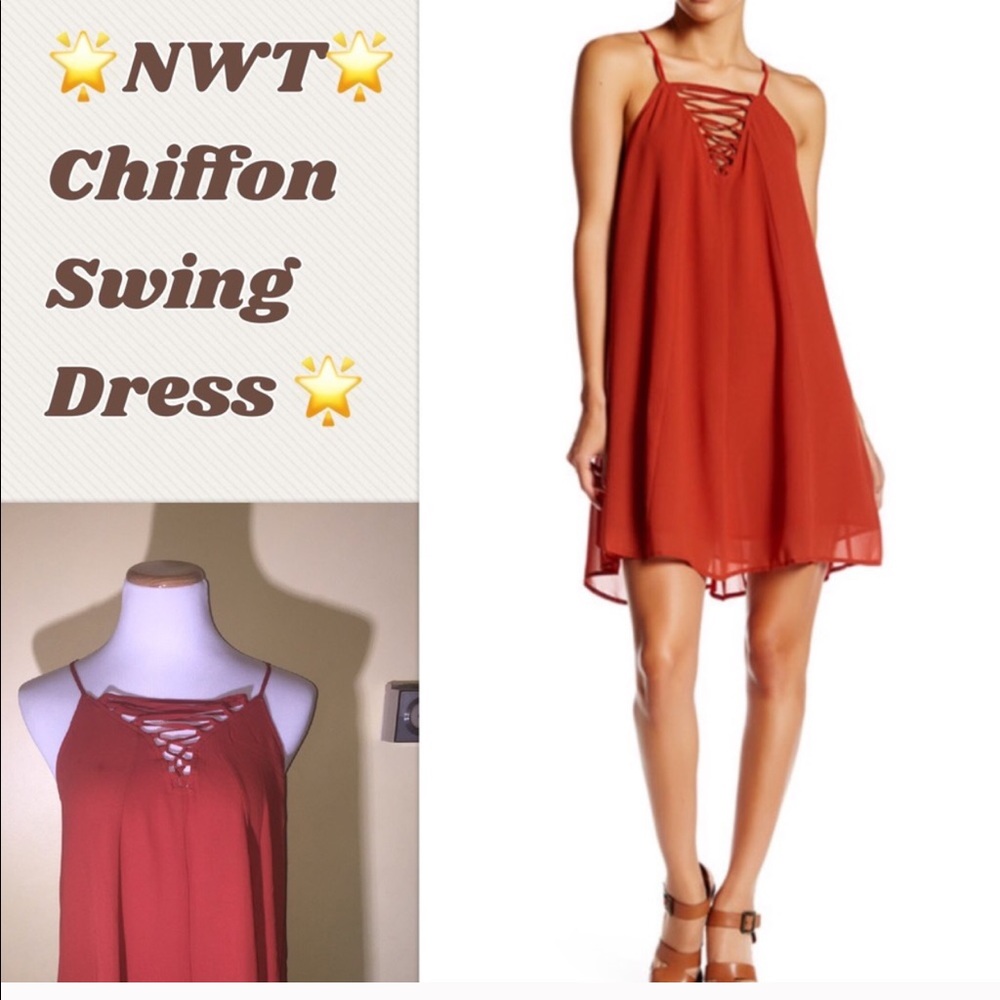 NWT Chiffon swing dress  small cross cross front