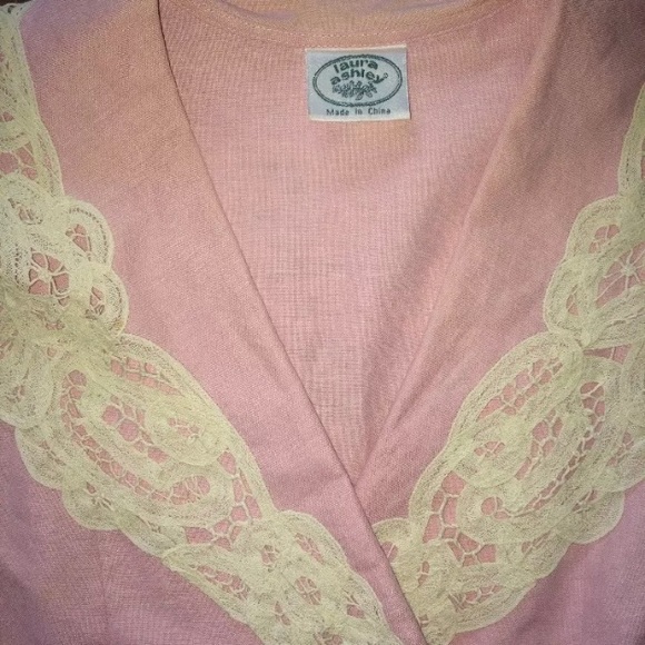 Vtg Laura Ashley grunge 90s tea pink dress lace 4 - Picture 5 of 6