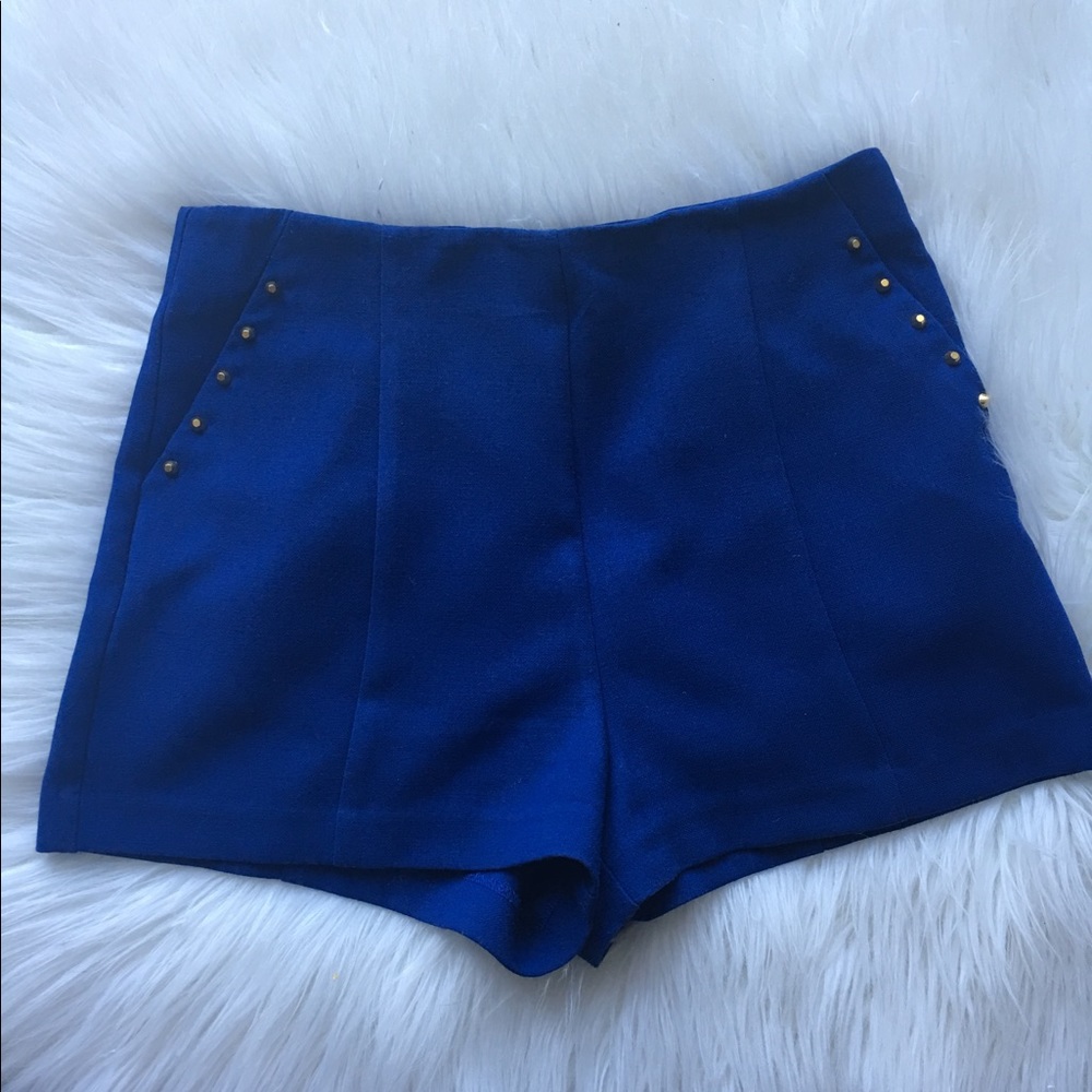 Blue High Waisted Shorts