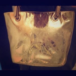 Michael Kors Jet Set Mirror Gold Tote