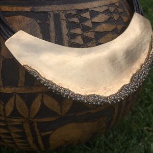 Plate Necklace w/Rhinestone Trim