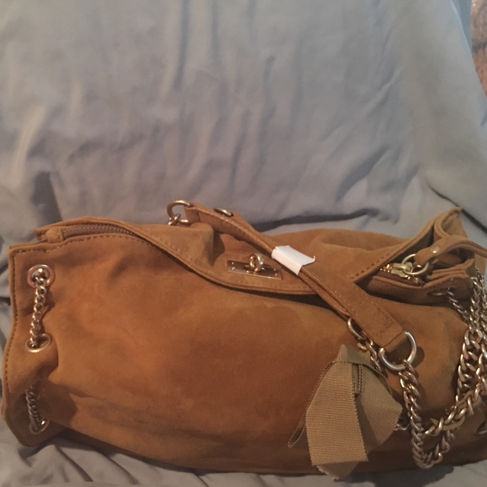 NET J CREW SHOULDER BAG SUEDE