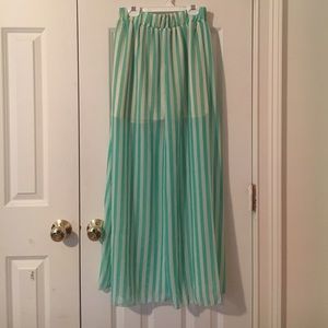 Body central sea-foam and creme maxi skirt