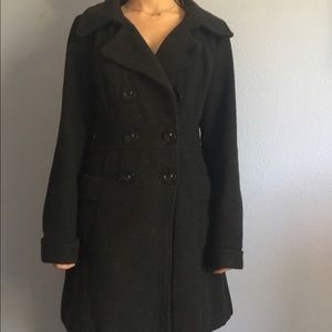Women's Black Wool Overcoat