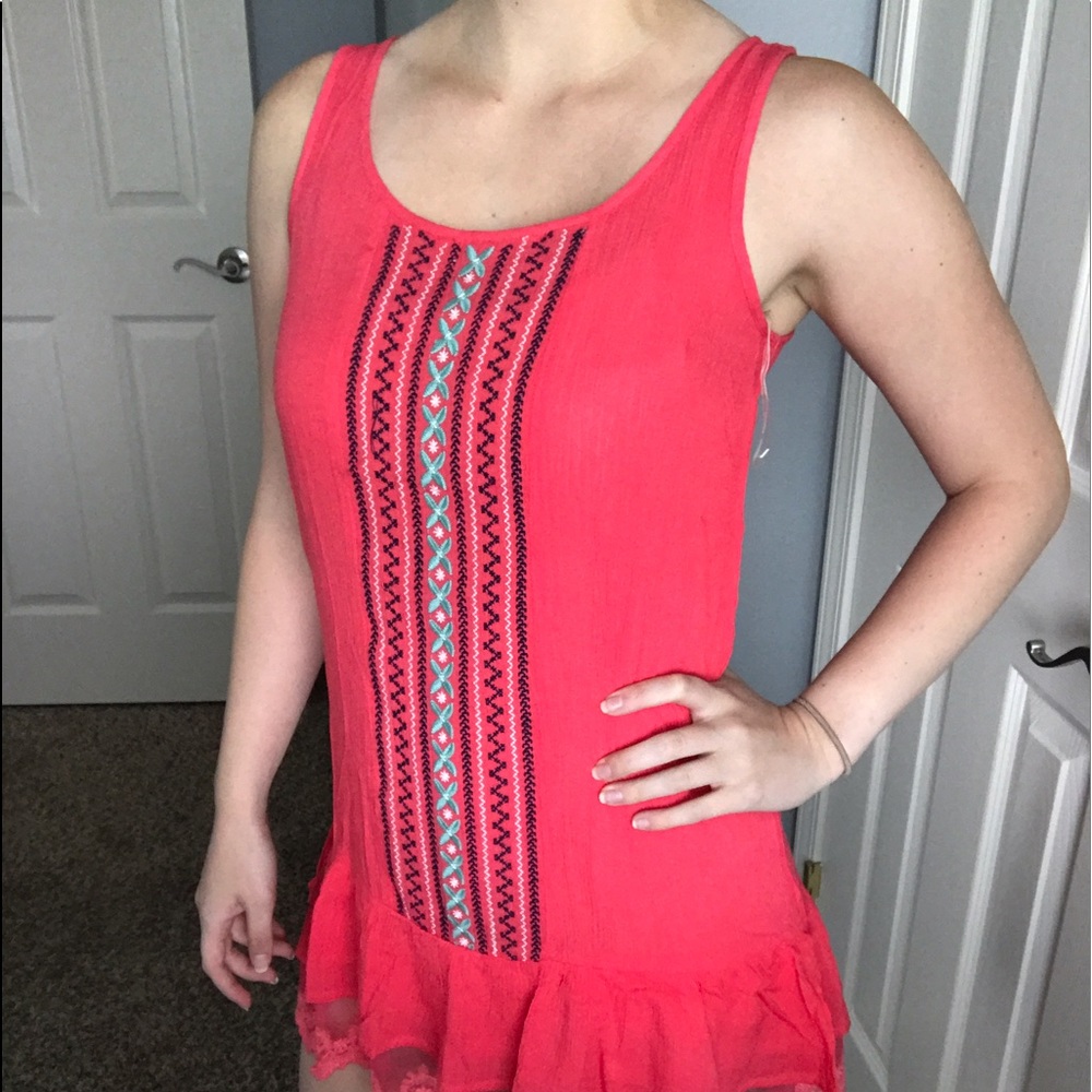 Cherry Pink Embroidered & Lace Top