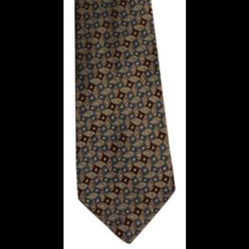 Burberry Men's Tie- wine/brown/blue/green on tan - Picture 1 of 6