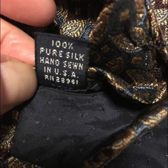 Burberry Men's Tie- wine/brown/blue/green on tan - Picture 6 of 6