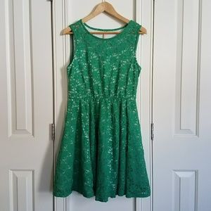 Green Fit & Flare Dress